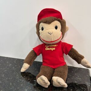Gund Curious George Monkey Vintage Plush Stuffed Animal Red Shirt Red Hat
